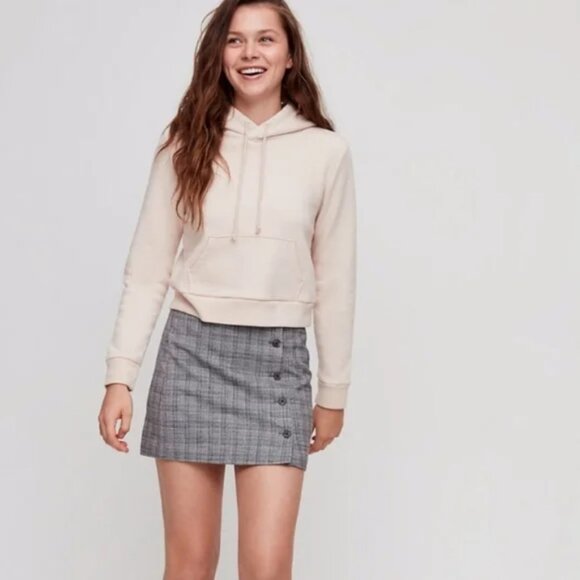 Aritzia Sunday Best Yuri Button Up Plaid Mini Grey Check Skirt Size 0 - Picture 2 of 6